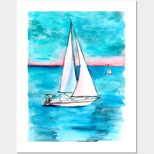 Sailboat cruising Posters and Art